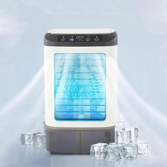 Aire Acondicionado Port&aacute;til, Enfriador de Aire, 4 en 1 Air Cooler Humidificador Purificador USB Ventilador 3 Velocidades Ajustables & 7 Colores Luces LED para El Hogar, Oficina