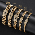 thumbnail image 4 of Men's Iced Out Cuban Link Chain Bracelet, 6mm-14mm CZ Paved Titanium Steel Bracelet, Hip Hop Gold Cuban Bracelet Jewelry for Men, Luxury Gift, 4 of 4