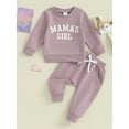 thumbnail image 2 of Bagilaanoe 2PCS Toddler Baby Girl Pants Set Letter Print Long Sleeve Sweatshirt Pullover Tops + Drawstring Sweatpants 6M 12M 18M 24M 3T Kids Casual Sweatsuits, 2 of 9