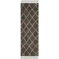 thumbnail image 3 of SAFAVIEH Moroccan Fringe Lavern Geometric Shag Runner Rug, Grey/Cream, 2'3" x 7', 3 of 6