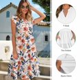 thumbnail image 6 of Garronmavis Pink Flower Matching Couple Outfits Husban and Wife Clothing Women's V-neck Dress Size 2XS Summer Hawaiian Dresses and Men's Short Sleeve Shirt Light Beach Tops, 6 of 7