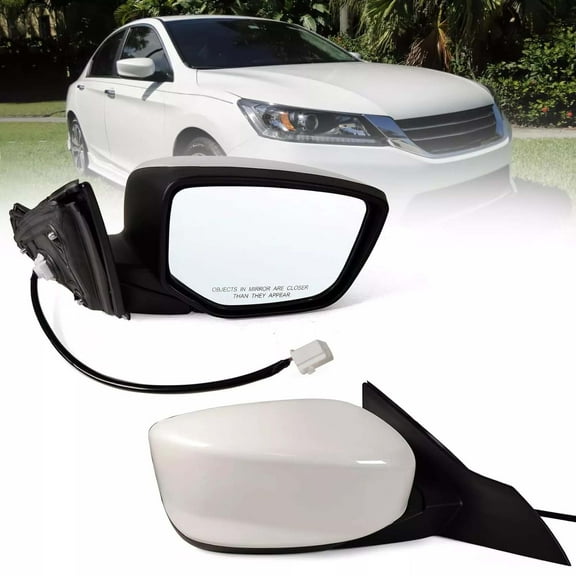 Mirror Assembly For Honda Accord 2013-2017 Pearl White Side Right Manual Fold 3Pin