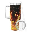 thumbnail image 2 of Charmander Insulated Stainless Steel Hot/Cold Coffee Cup 40oz Ice Bully With Handle and Straw Lid, Personalized Travel Tumbler Thermos, 2 of 8