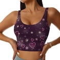 thumbnail image 2 of Haiem Snowflakes and Hearts Pattern Womens Sports Bra - U Neck Padded Low Impact Yoga Bra Workout Crop Top Gym Moisture-Wicking Workout Vest -X-Large, 2 of 9