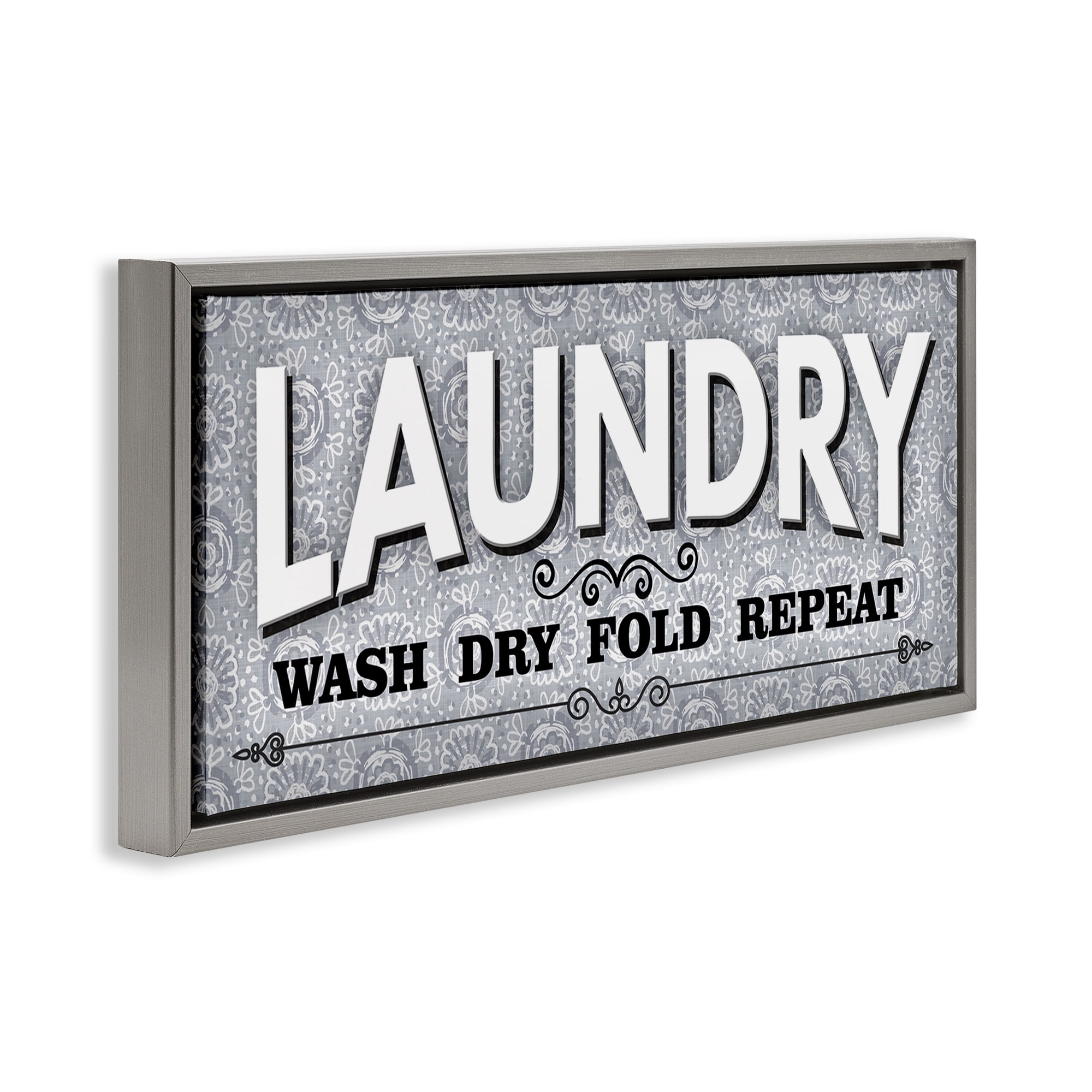 Stupell Industries Antique Laundry Rules Bath & Laundry Painting Gray Floater Framed Canvas Art Print Wall Art, 25 x 11