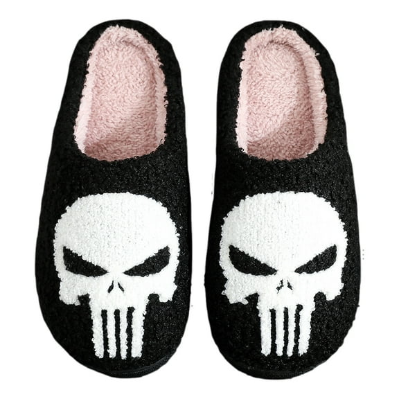 Halloween Skeleton Plush Slippers Fluffy Home Slippers for Winter Sport Supplies (44-45)