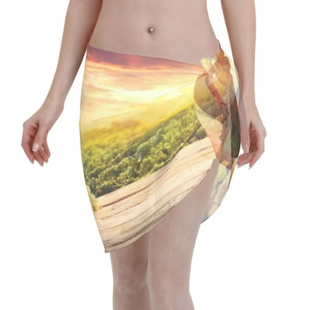 Ocsxa Red Wine Glasses Print Sarong Coverups For Women Bathing Suit Wrap Swimsuit Skirt Beach Bikini Cover Up Swimwear