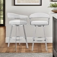 thumbnail image 6 of Chelsea 25" Swivel Counter Stool with Brushed Stainless Steel and White Faux Leather, 6 of 10