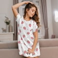 thumbnail image 3 of Daiia Hand Drawn Strawberry Print Women's Nightshirt Soft Nightgowns for Women Short Sleeve dress Short-sleeved Sleepwear, 3 of 6