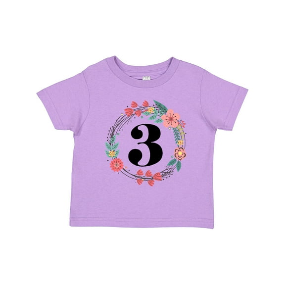 Inktastic 3rd Birthday Floral Wreath 3 Year Old Girl Girls Toddler T-Shirt
