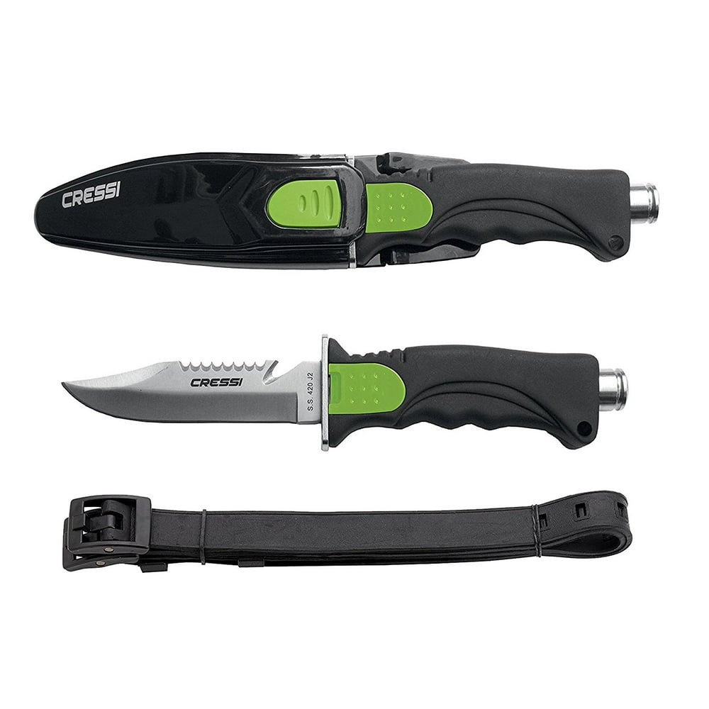 Cressi Skorpion Dive Knife, Lime Green, High Visibility