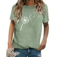 thumbnail image 3 of Xuanfei Women Dandelion Heart Graphic Short Sleeve Round Neck T-Shirt, 3 of 7