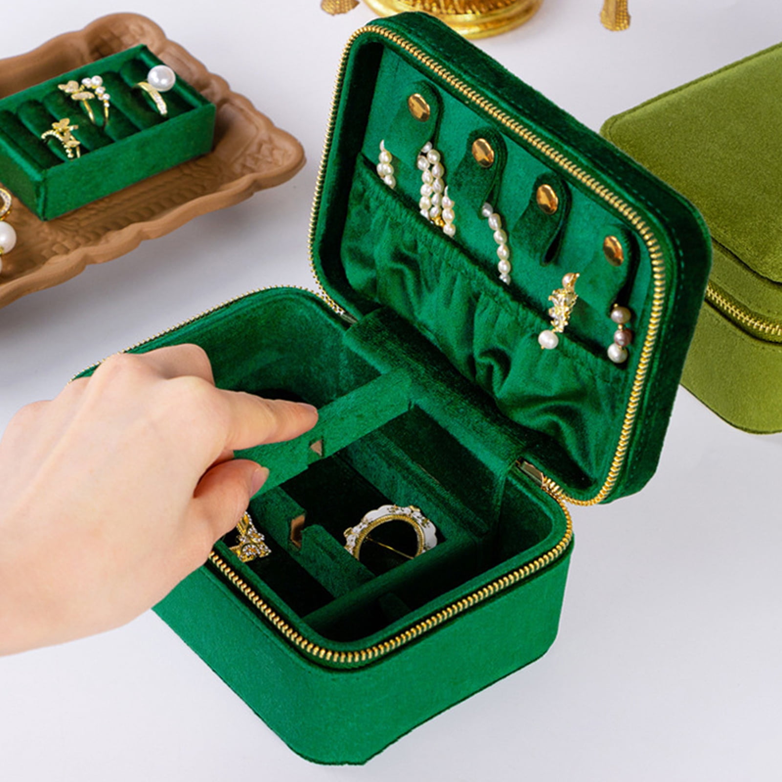 Travel Display Box Jewelry Storage Box Elegant Jewelry Case Jewelry Organizers for Earring Rings Necklace
