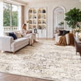 thumbnail image 3 of CHITOOMA 9'x12' Area Rugs, Washable Rugs for Living Room Non-Slip Low Pile Soft Distressed Abstract Rug, Indoor Vintage Neutral Carpet for Bedroom Dining Room Dorm Office, Beige, 3 of 11