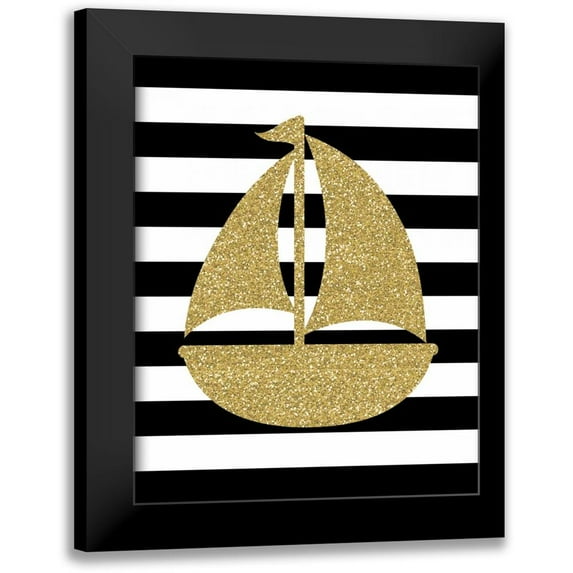 Robinson, Tamara 12x14 Black Modern Framed Museum Art Print Titled - Glitter Sailboat Stripe