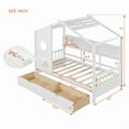 thumbnail image 4 of Mirightone Twin Size House Bed, Twin Bed Frame with Roof, BuiltIn Storage Drawers & Bookshelf, Wooden Playhouse Bed, House-Themed Bed (White), 4 of 11