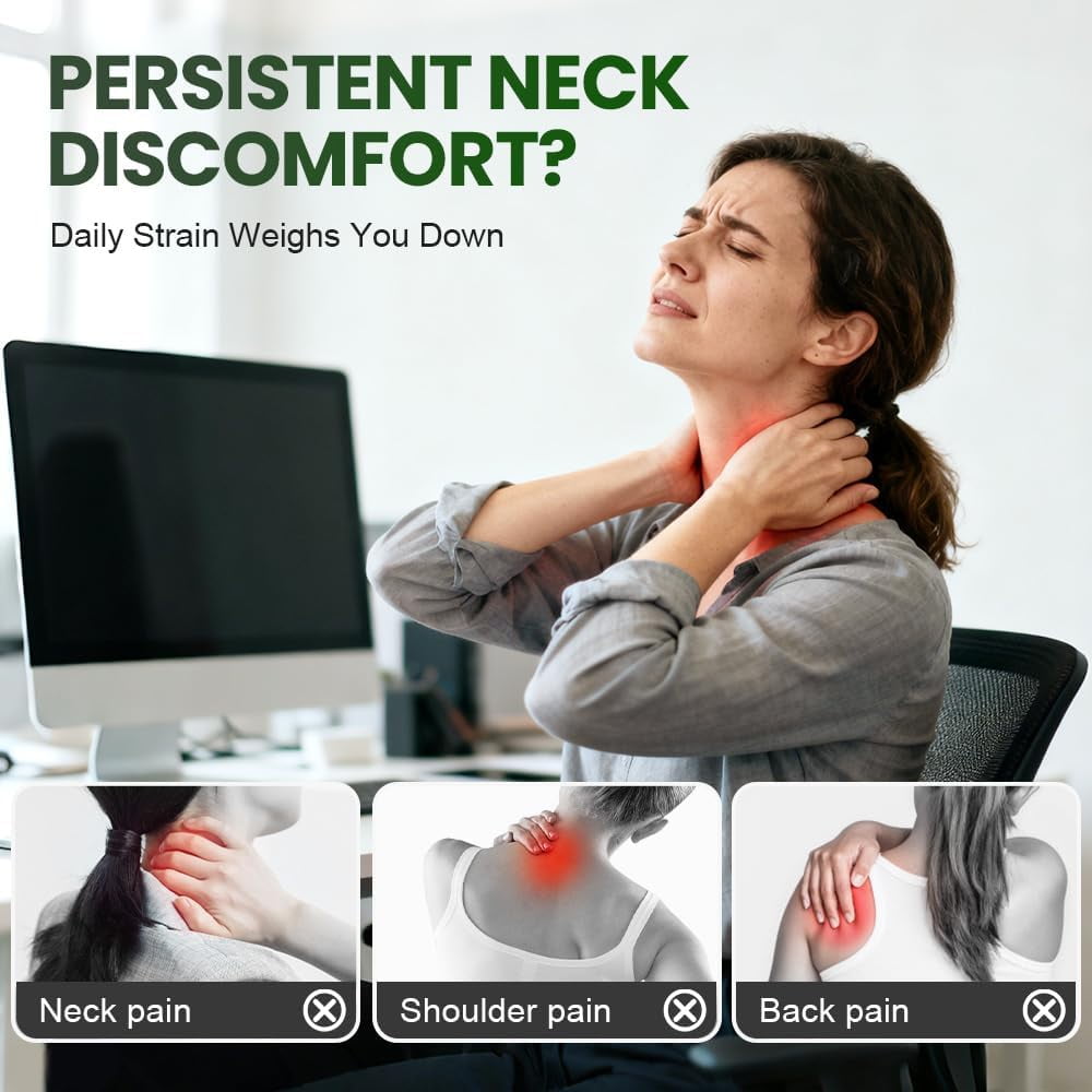 Bionic Hand Heating Neck & Shoulder Massager, Shiatsu Kneading Massage with Adjustable Heat for Home and Office Relaxation