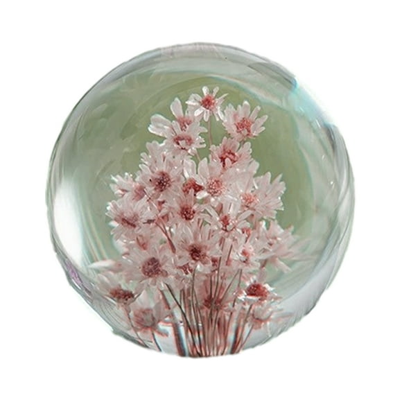 fastboy Resin Handcrafted Flower Crystal Ball Touch Of Nature Into Home Crystal Ball With Flower Gift Daisy red 7cm 1Set
