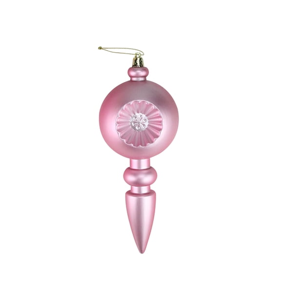 4ct Matte Bubblegum Pink Retro Reflector Shatterproof Christmas Finial Ornaments