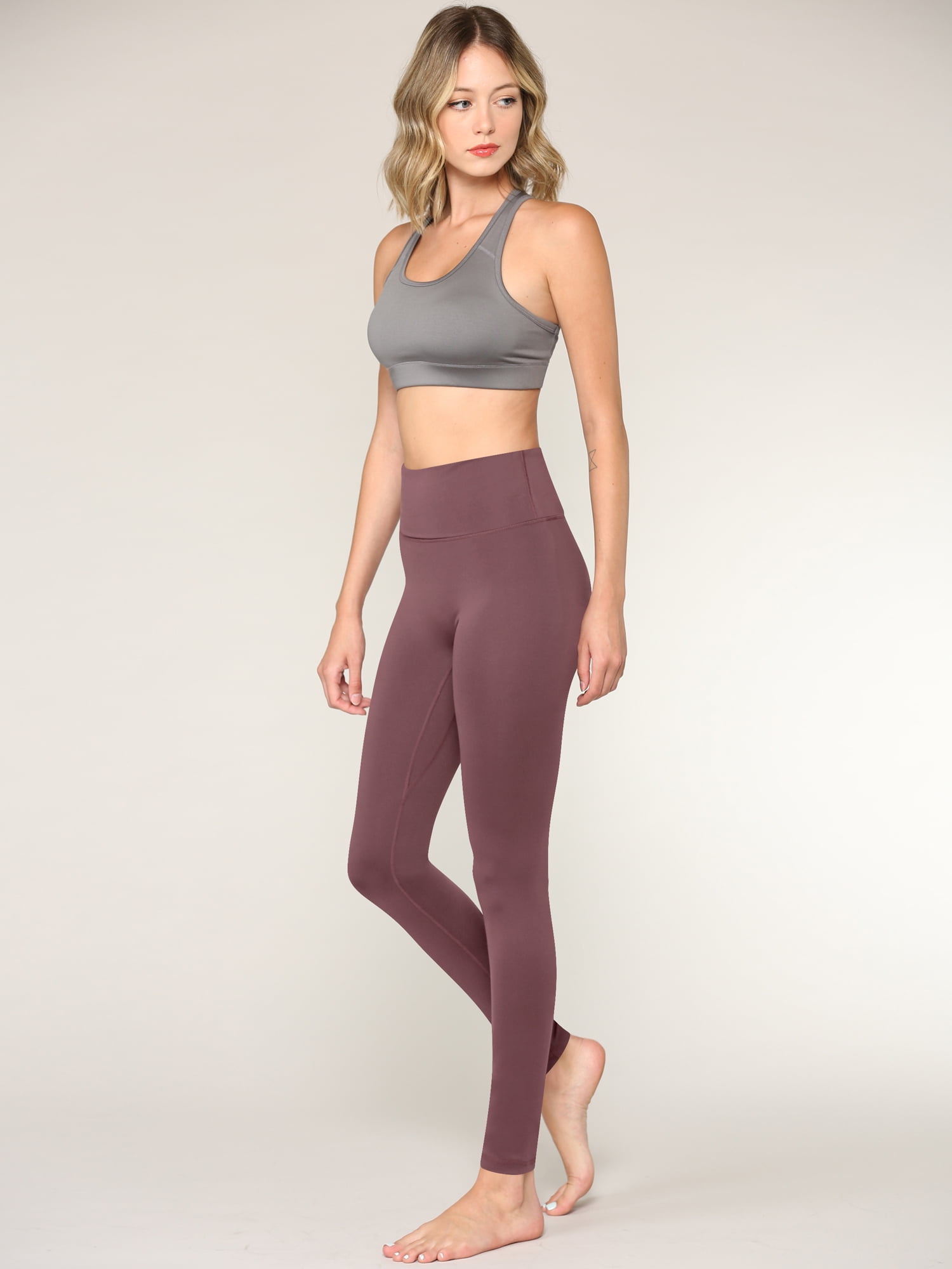 Made by Johnny Women's Peached Front Seamless Leggings with Inner Pocket  Full-Length Yoga Pants XS OLIVE