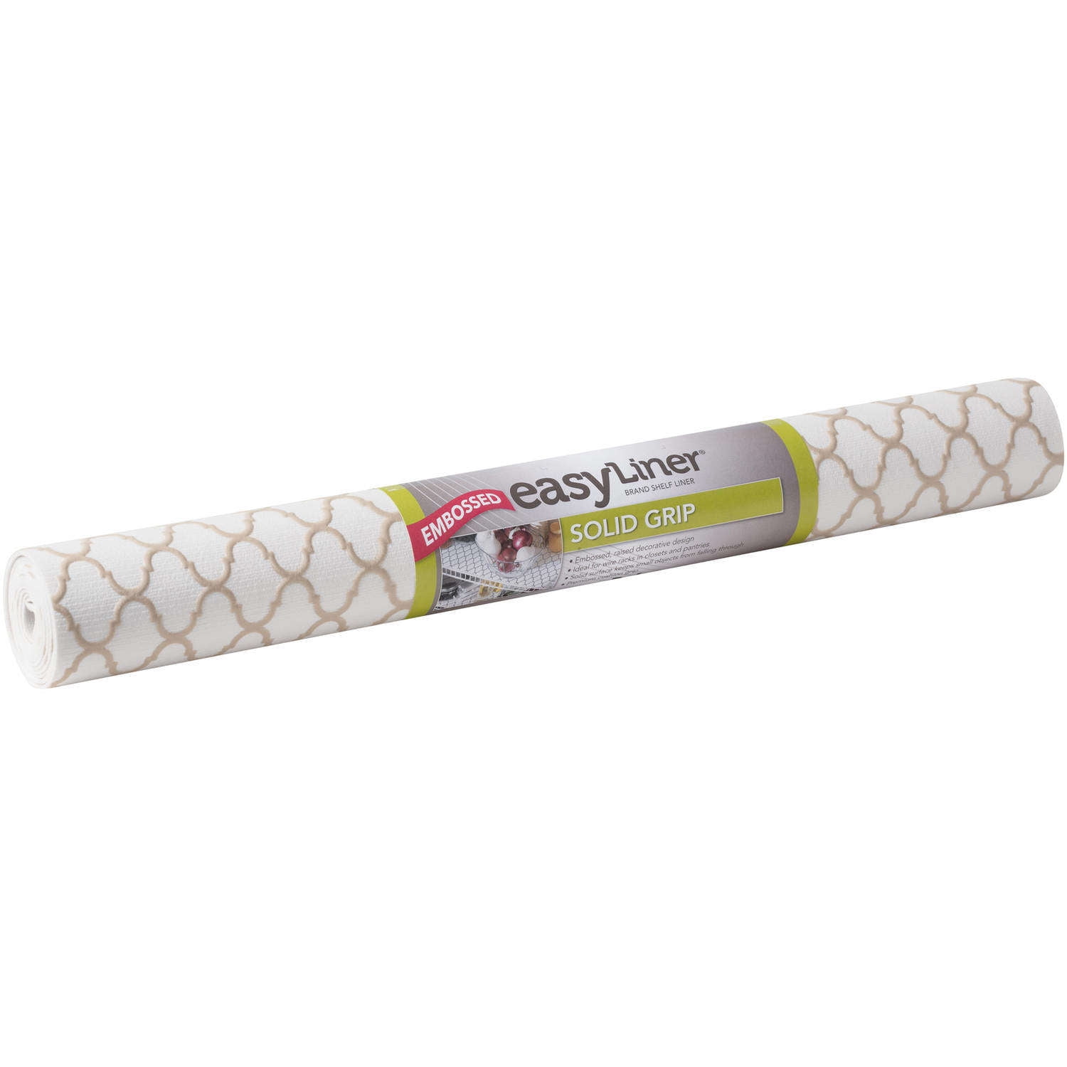 EasyLiner Solid Grip 20 In. x 4 Ft. Shelf Liner, Taupe Quatrefoil