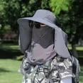 thumbnail image 2 of Domzest Sun Hats for Men UPF 50+ UV Protection Wide Brim Bucket Waterproof Hat with Adjustable Chin Strap & Detachable Neck Flap for Outdoor Dark Gray, 2 of 6