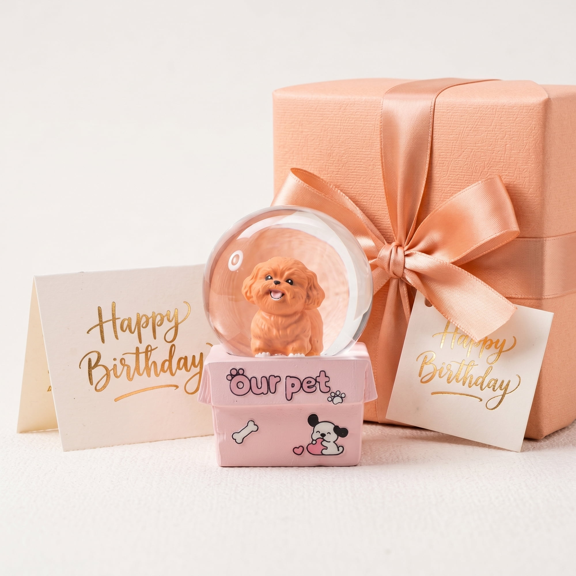 Unique Bargains Cartoon Light Up Crystal Ball Resin Snow Globe Figurine Desktop Red
