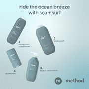 Method Men 2-in-1 Shampoo and Conditioner, Sea + Surf - Cleans and Conditions with Argan and Jojoba Oil - Made without Parabens - 14 oz