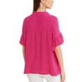 thumbnail image 3 of INSPIRAR CHIC Blusas de Manga Rizada Texturizadas con Botones para Mujeres S Rosa Fucsia, 3 of 6