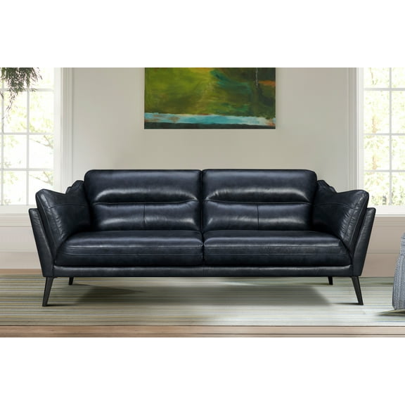 Franz 87" Modern Blue Genuine Leather Sofa