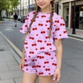 thumbnail image 3 of Iyufng Girls Outfit Sets 2 Pieces, Summer Printed Casual T-Shirt and Shorts Sets, 3 of 6