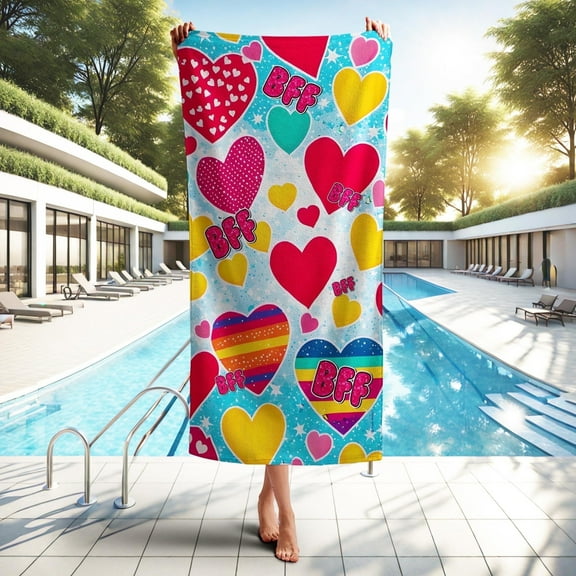 Toolie Bonka BFF Hearts Beach Towel, 1 Count