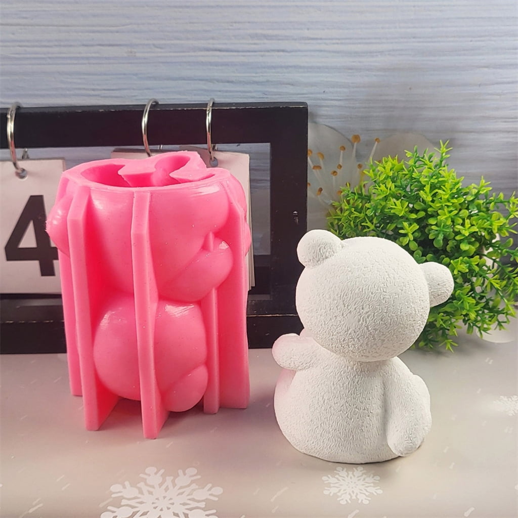 Aurgiarme Bear Figurine Candle Gypsum Mold Animal Aromatherapys Silicone Molds Desktops Ornament Mold Home Decoration Mold