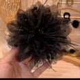 thumbnail image 3 of Cinta de flores de gasa artesanal, lazos con apliques de cuentas, decoración de boda (negro), pinzas en forma de garra para el pelo con cuentas, flor, 3 of 5