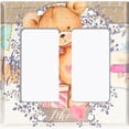 thumbnail image 2 of Metal Light Switch Wall Plate Outlet Cover (Teddy Bear Love Heart Flower Bouquet Present Butterfly Wreath - Double Rocker), 2 of 2