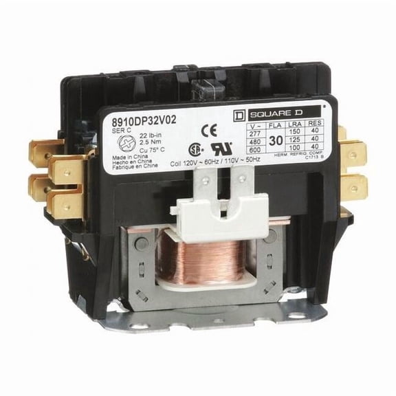 Definite Purpose Magnetic Contactor, 120V AC, 2 P, Non-Reversing, 1 Phase