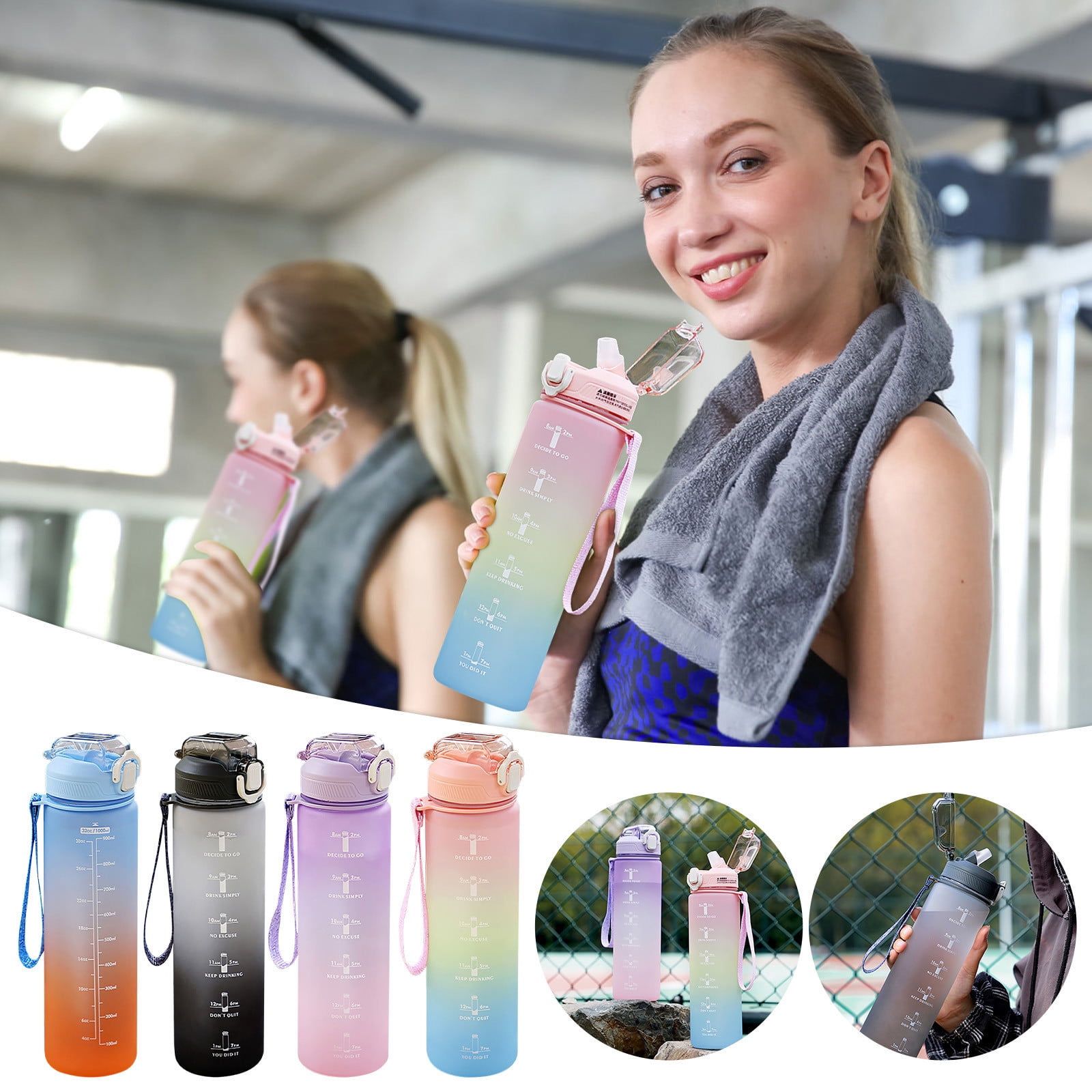 32oz Motivational Water Bottle with Time Marker – Tumbler Buddy