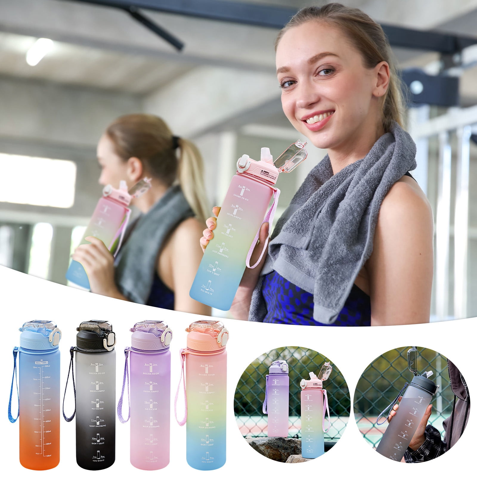 SOXCOXO Half Gallon Motivational Water Bottle with Time Time Maker,BPA Free  Large Water jug with Handle Reusable Leak Proof Water Bottle for Sport Gym