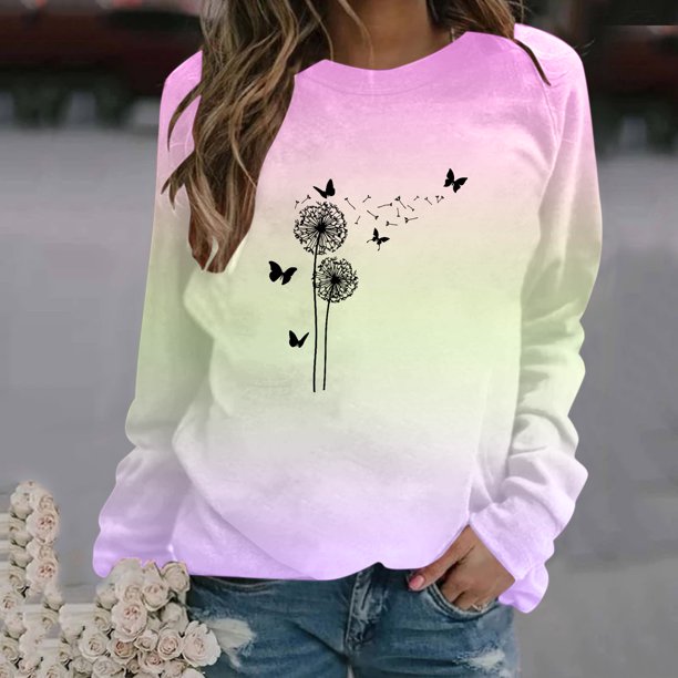 ICHUANYI Liquidación Moda Mujer Casual Manga Larga Cuello Redondo Impreso Señoras Sudadera Tops Blusa ICHUANYI WER202308230654