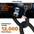 thumbnail image 4 of AUFU Magnetic Charging Cable 3Pack 6.6ft, 540 Degree 3 in 1  Magnetic Phone Charger 3A Fast Charging Data Sync, 4 of 10