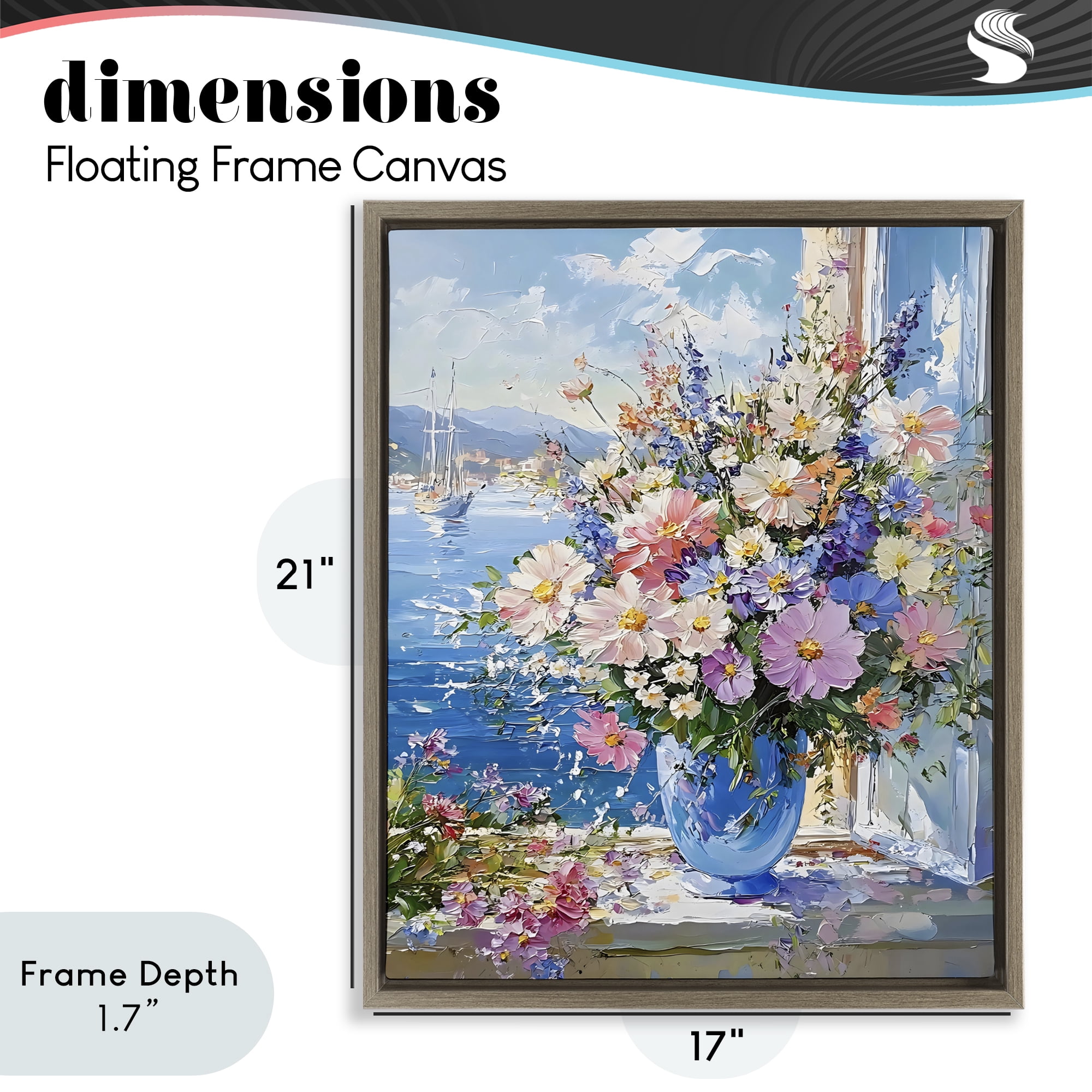 Stupell Industries Beautiful Bouquet on Ledge Brown Framed Floater Canvas Wall Art, design by Creative Studio