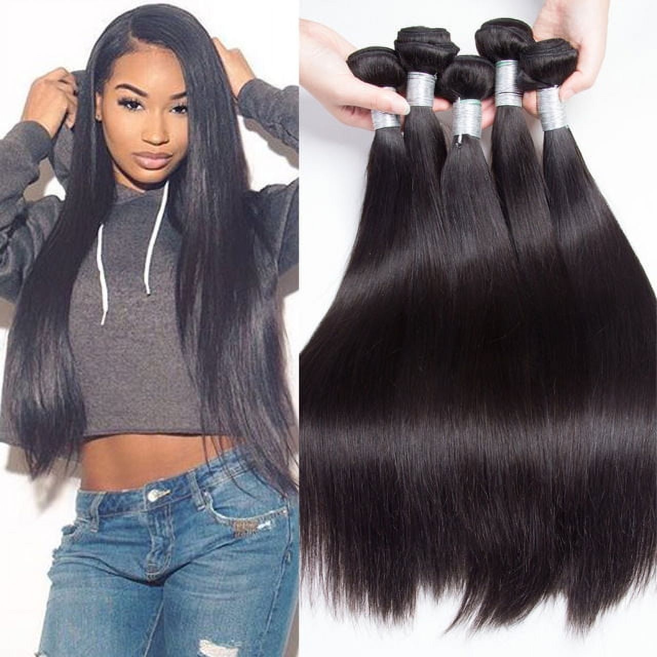 Ustar Affordable 100% Human Hair Straight One Bundle 10"-30"inch Natural BLACK 10”