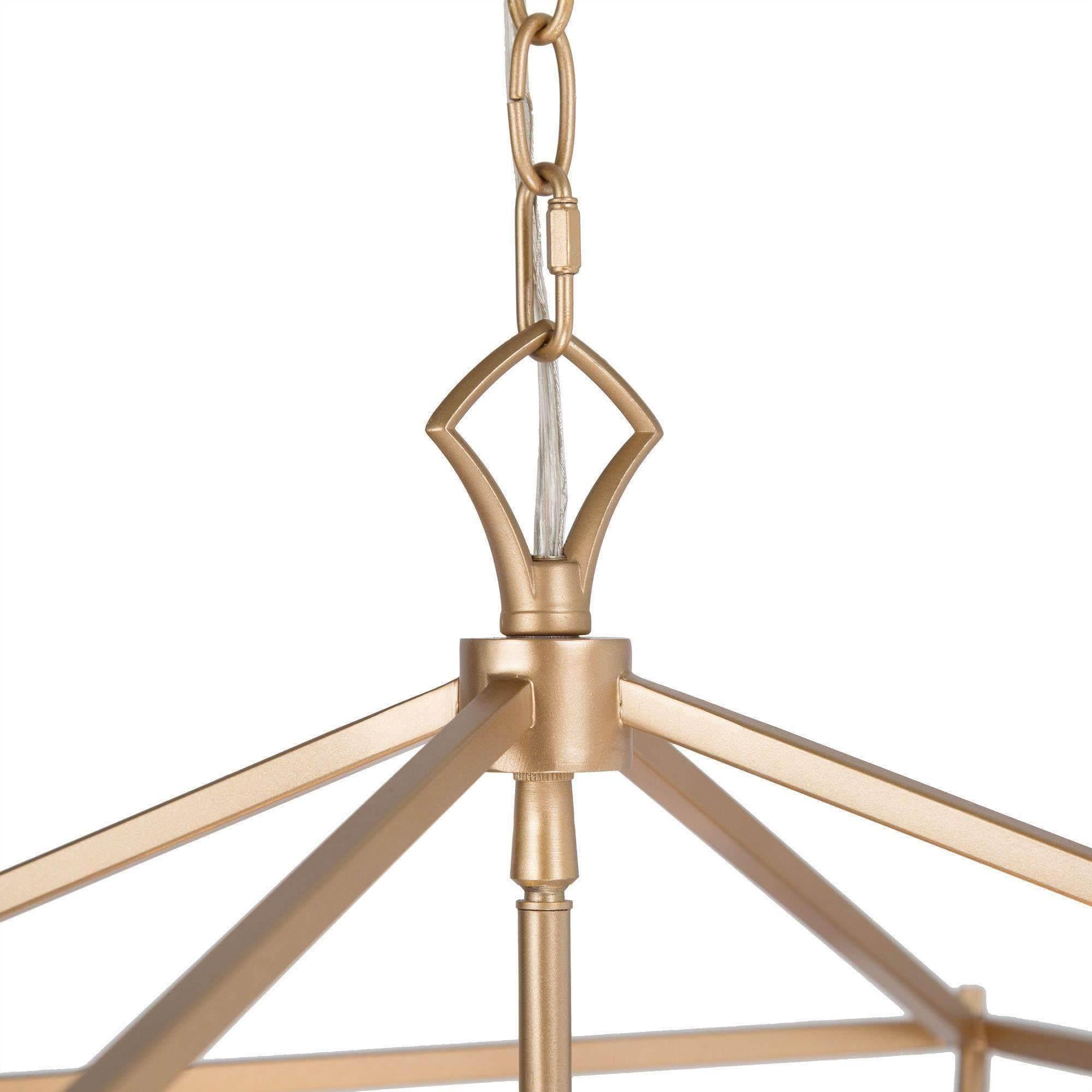 LNC 4-Light Matte Gold and White Modern Cage LED Kitchen Island Chandelier