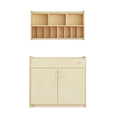 SafeSwing Changing Table and Wall Organizer Set, Built-In Storage, Easy to Clean, Natural