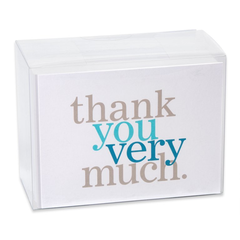 American Greetings Blue and Gray Thank You Cards and White Envelopes, 50-Count