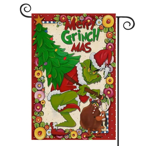 DMERBYL Merry Christmas Garden Flag Double Sided, Xmas Tree Max Decorative House Yard Lawn Donuts Outdoor Small Flag, Winter Holiday Burlap Decor Seasonal Home Outside Decoration 12x18