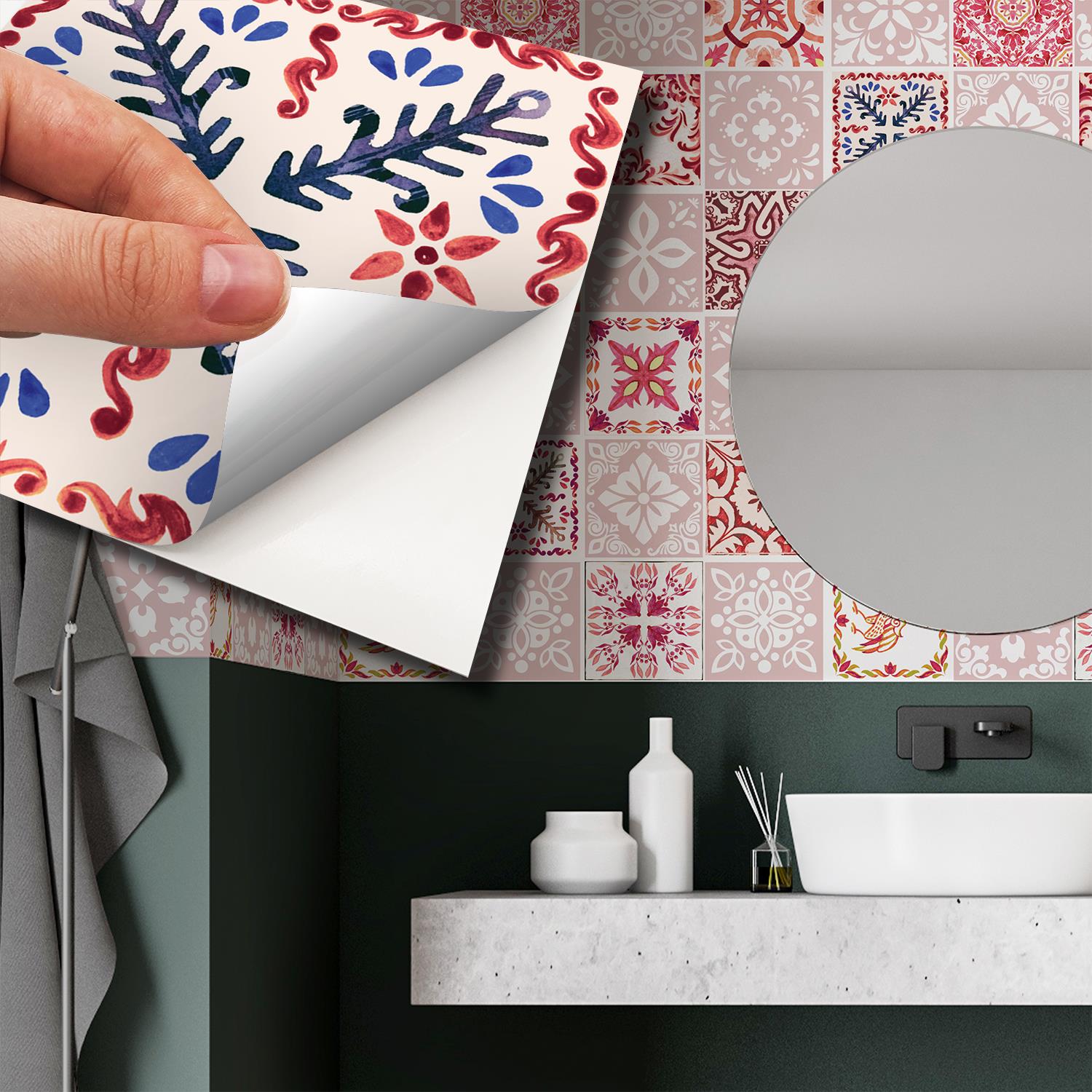 Walplus Peel and Stick Backsplash Malta Mediterranean Mix Wall Tile