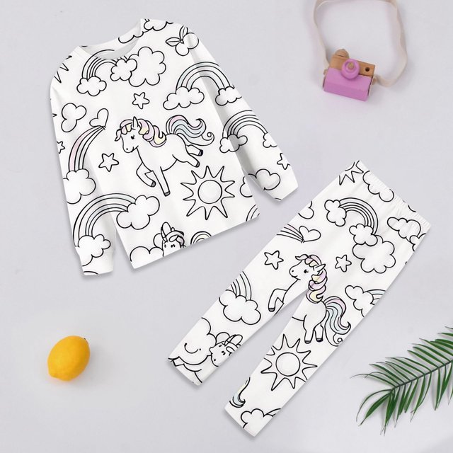 Interactive Childrens DIY Hand Painted Coloring Pajama Set Homewear Playwear for Kids