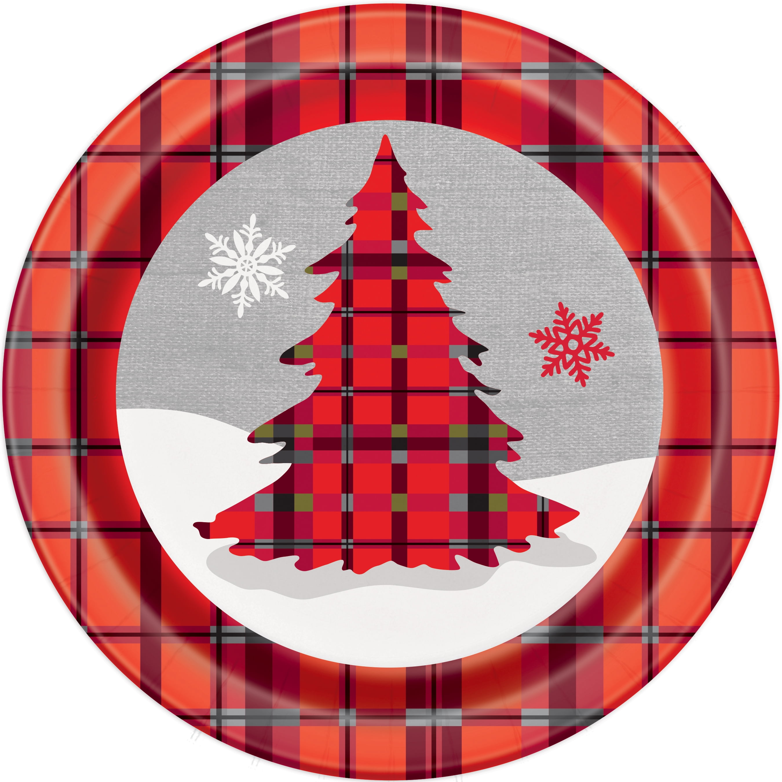 9" Rustic Plaid Christmas Party Plates, 8ct