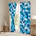 thumbnail image 3 of Manfei Geometric Artistic Pixel Curtains Pack of 2 (42x84 Each),Abstract Geometric Buffalo Curtains Blackout,White Blue Checkered Bedroom Curtains For Girl Boys,Breathable Home Decor, 3 of 6